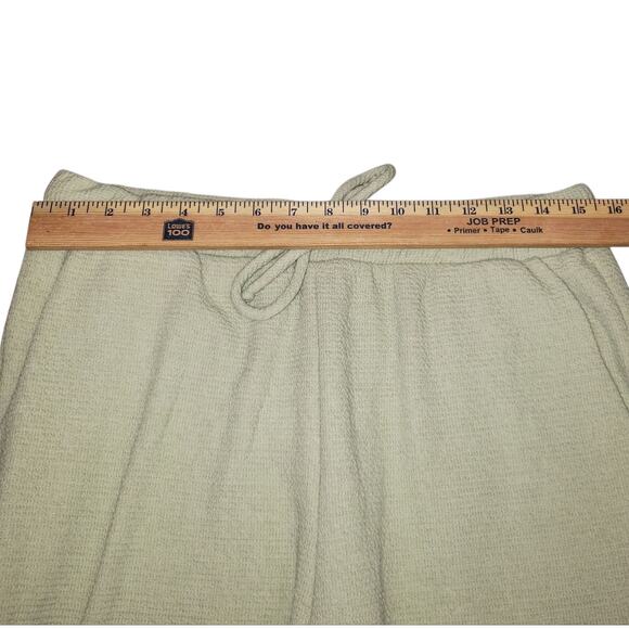Gilli Wide Leg Knit Pants L Sage Green Built-In Shorts Stretch Waist Boho Lounge - Picture 2 of 10